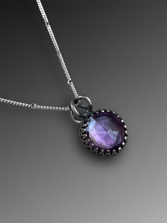 Amethyst Pendant with Leaf on the Reverse