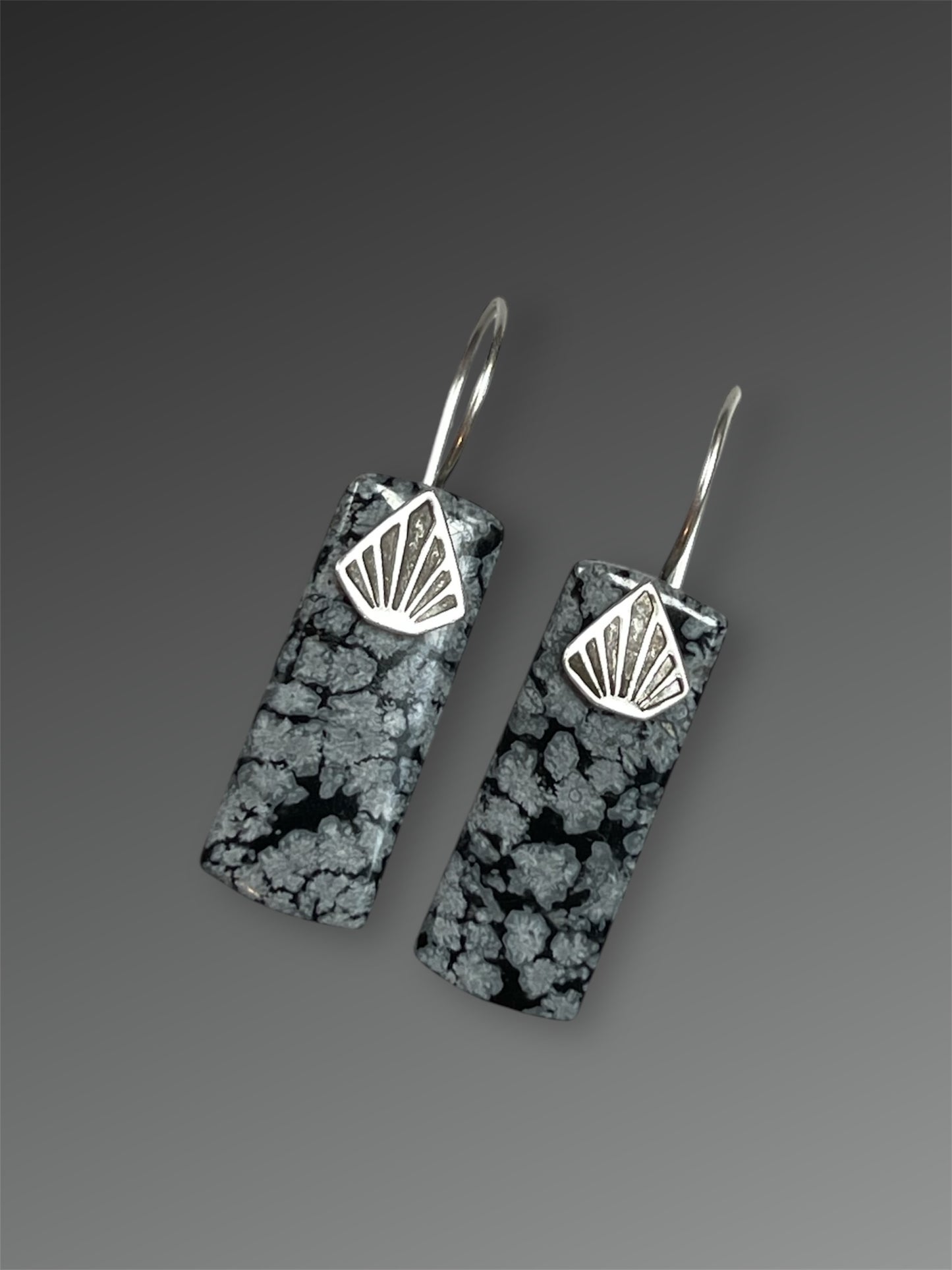 Snowflake Obsidian Stone Slice Earrings