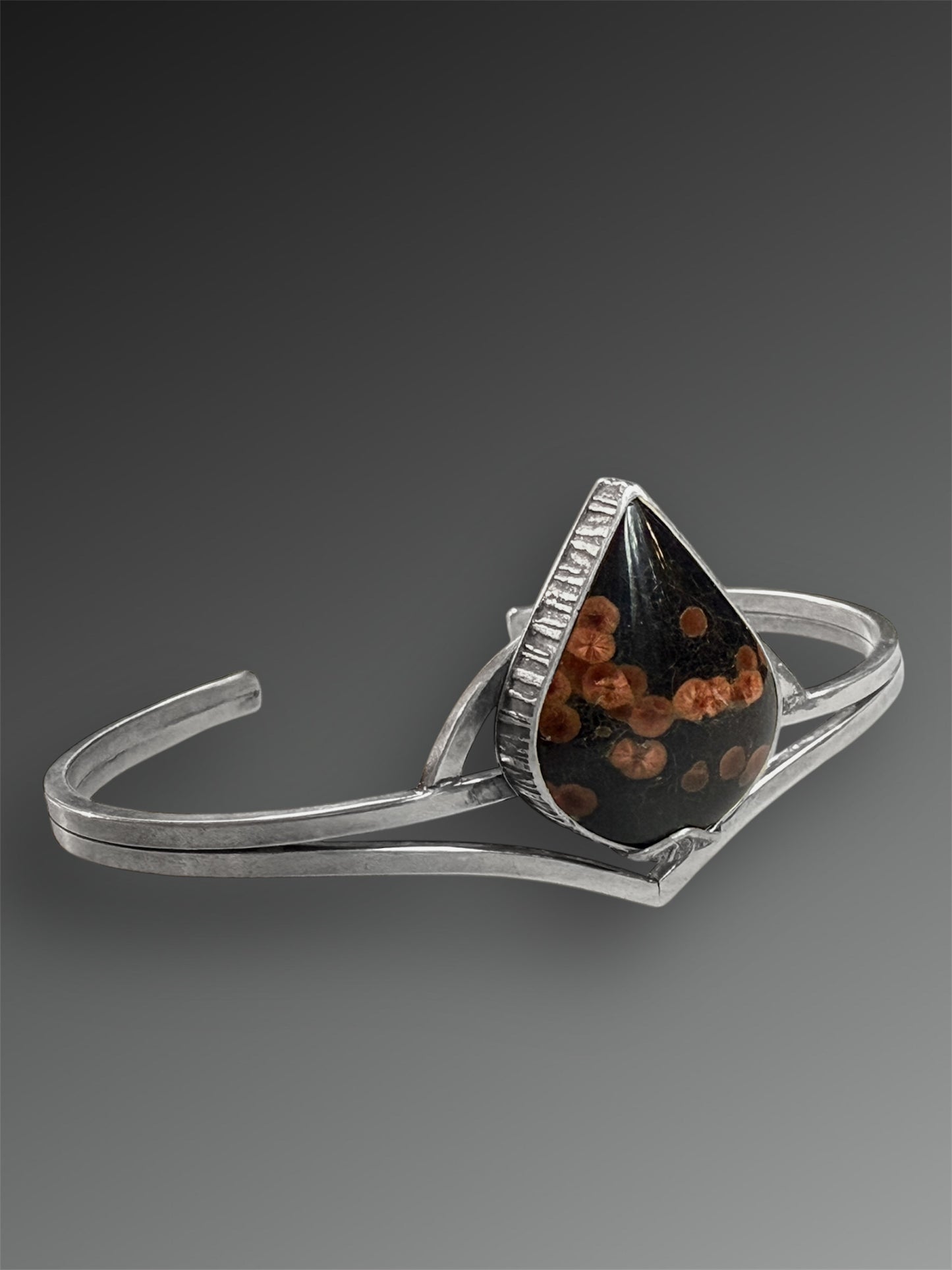 Peanut Obsidian Art Deco Cuff