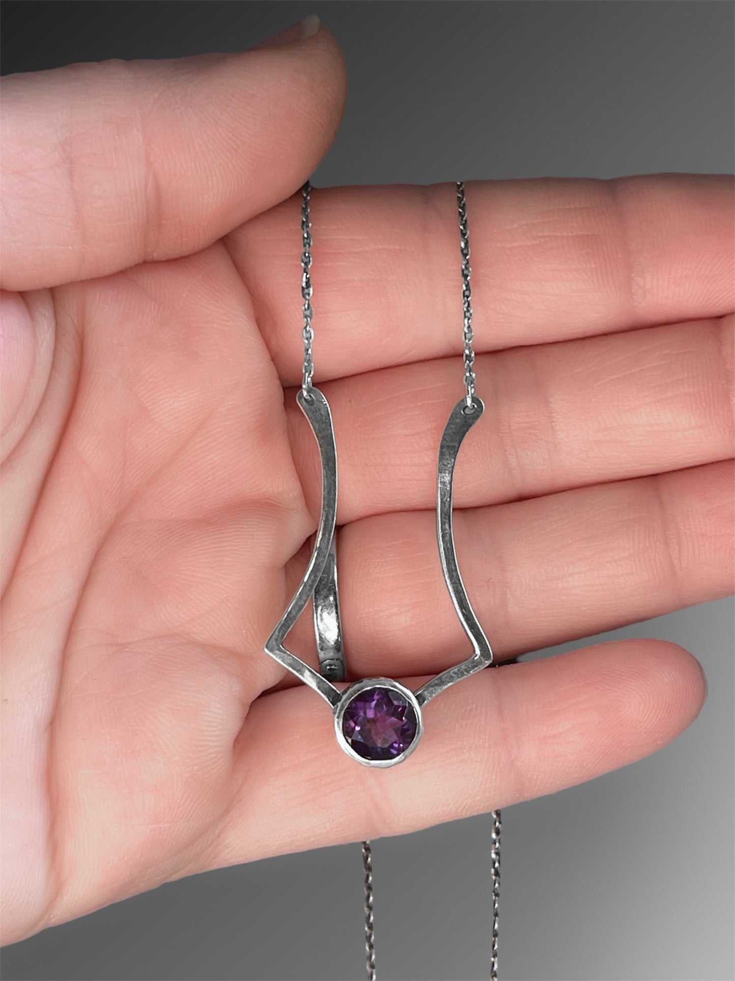 Art Deco Amethyst Ring Holder Necklace