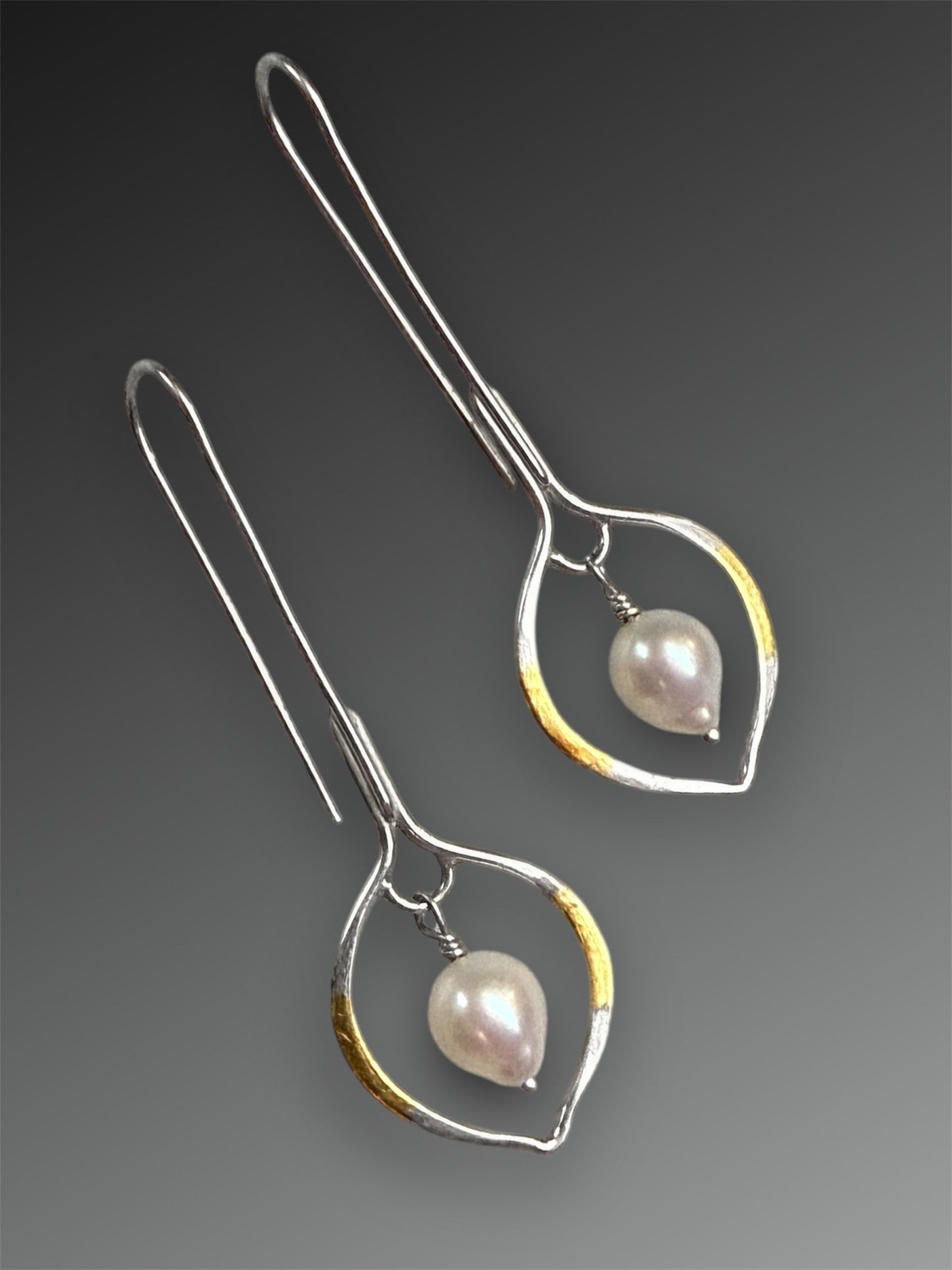 Baroque Pearl Petal Earrings with 24k Gold Keum-Boo