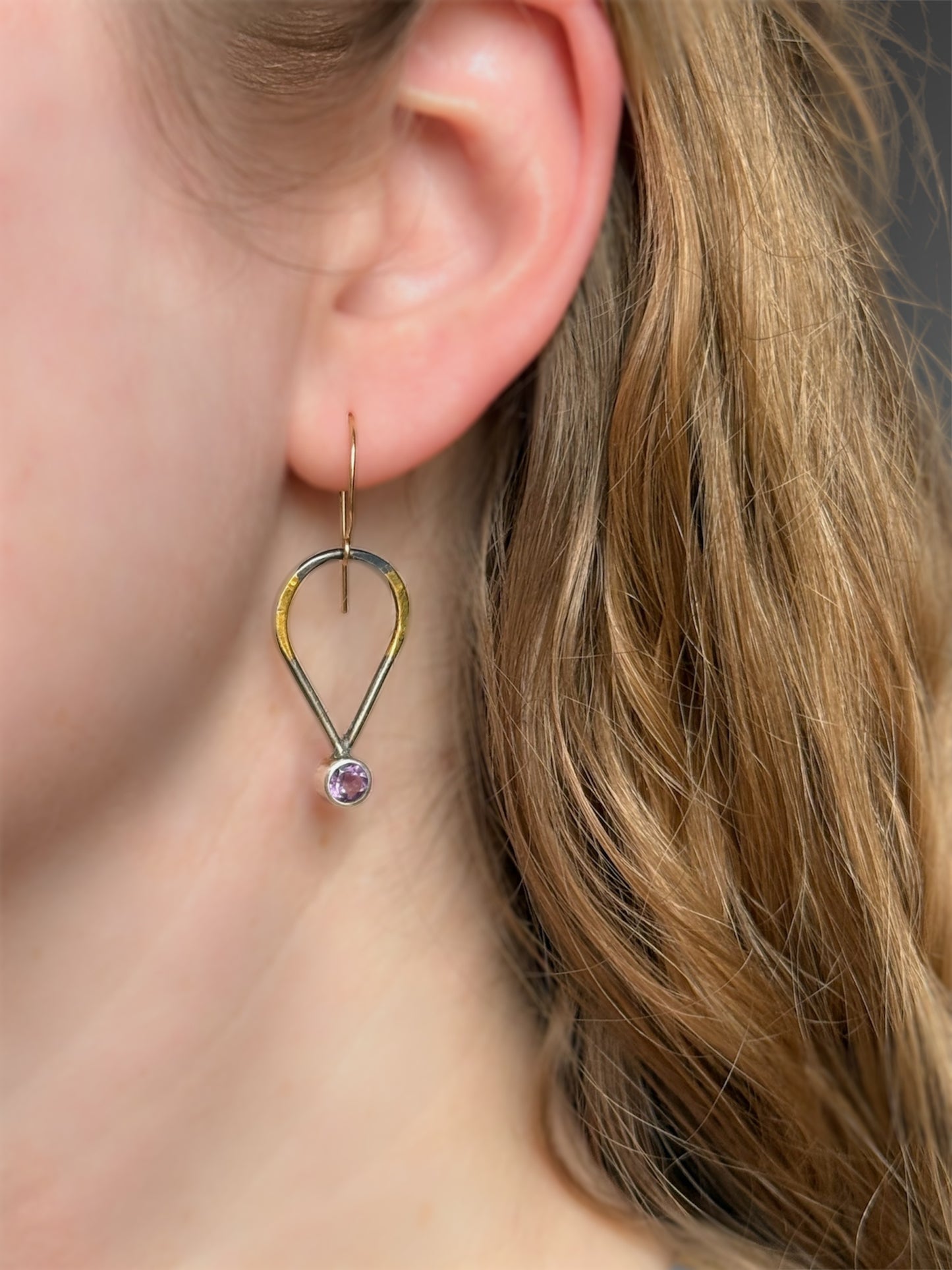 Amethyst Earrings with 24k Gold Keum-Boo