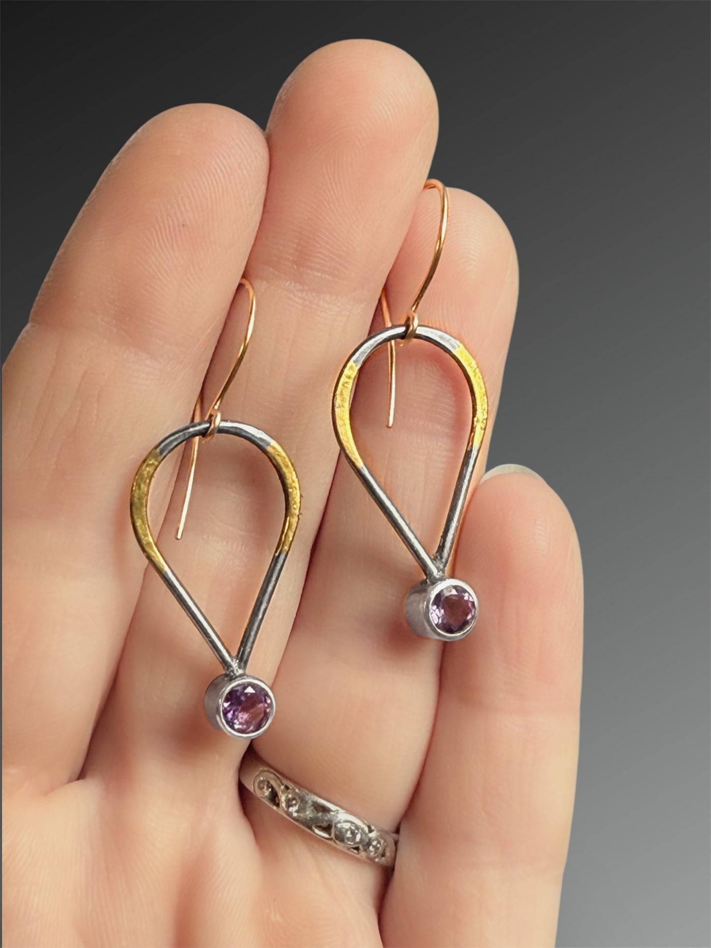 Amethyst Earrings with 24k Gold Keum-Boo