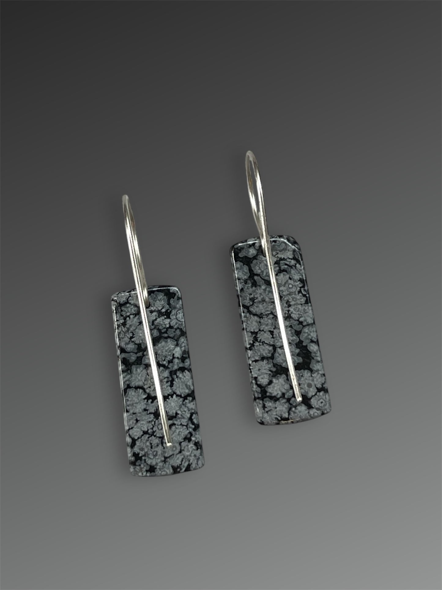 Snowflake Obsidian Stone Slice Earrings