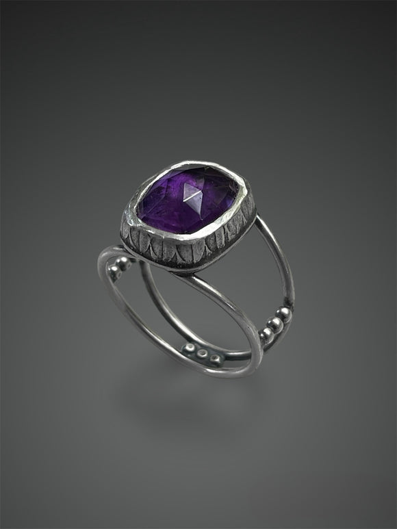 Amethyst Ring with Split Band, Size 9.5