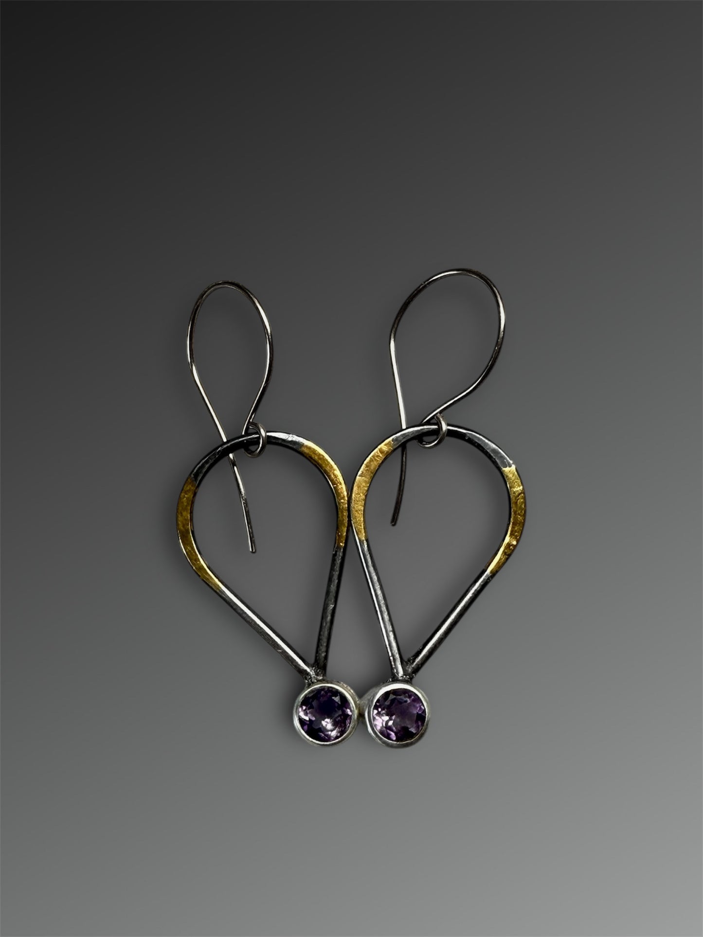 Amethyst Earrings with 24k Gold Keum-Boo