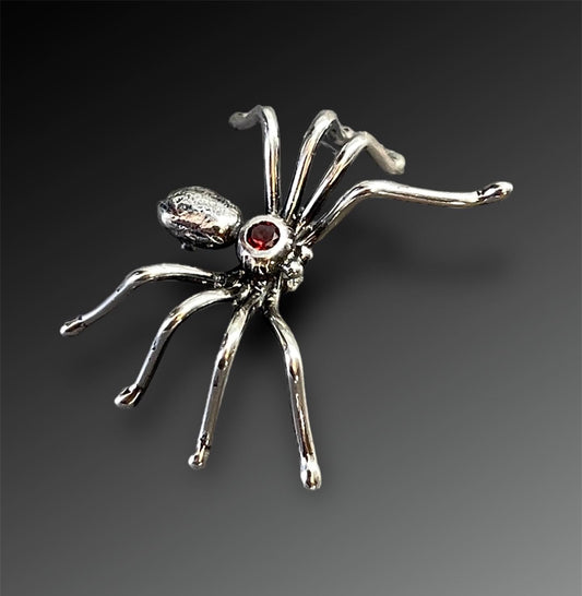 Sterling Silver Spider with Garnet