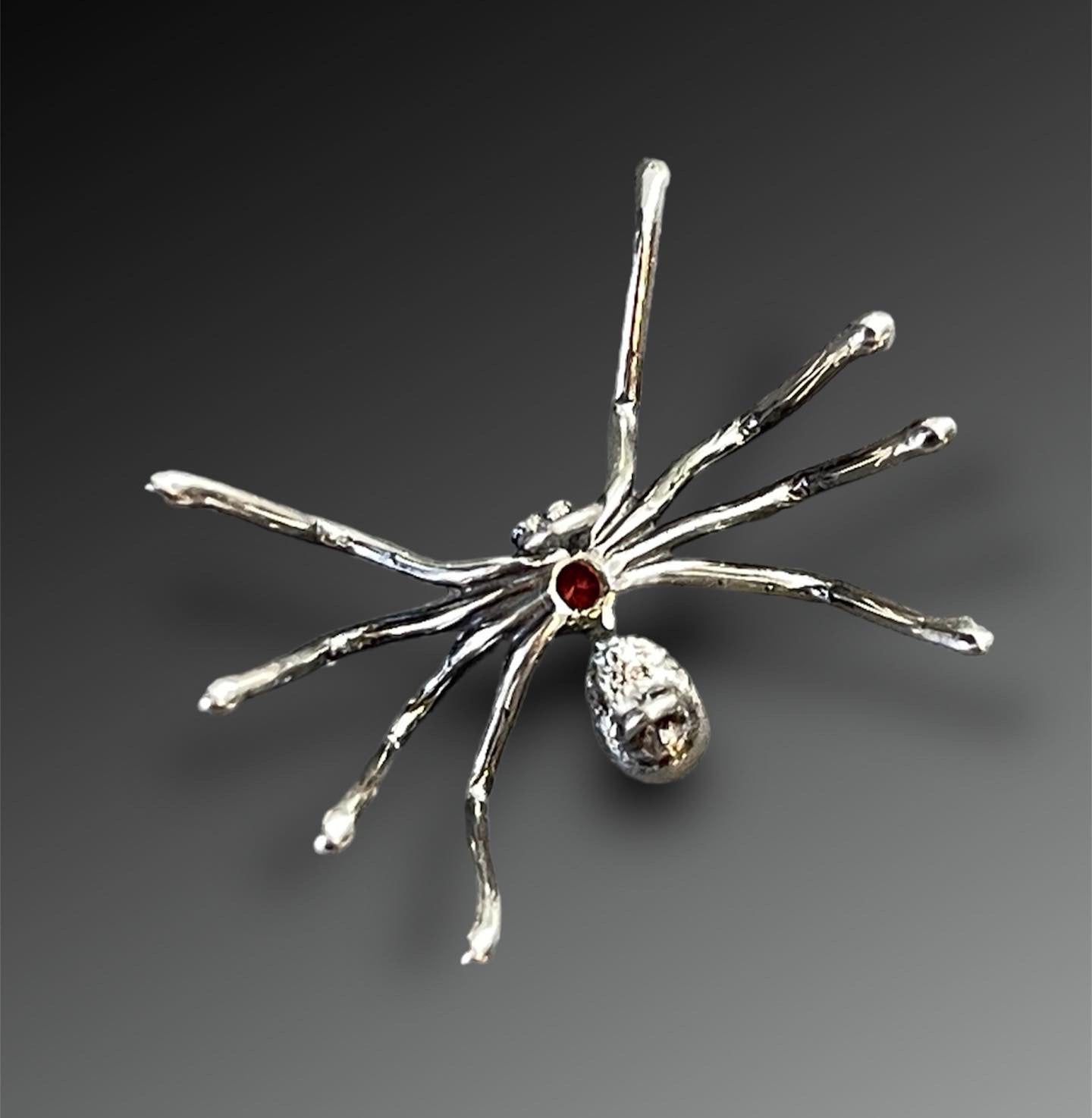 Sterling Silver Spider with Garnet