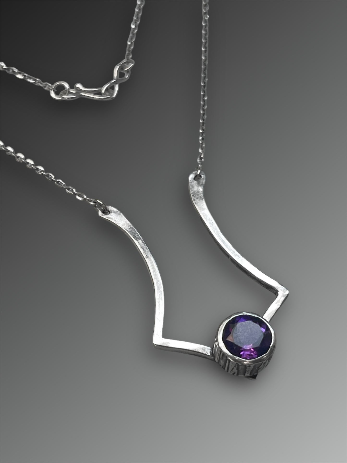 Art Deco Amethyst Ring Holder Necklace