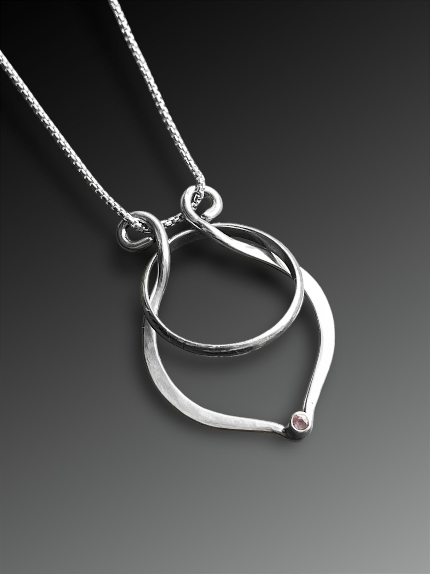 Lyre Ring Holder Necklace with Pink Sapphire