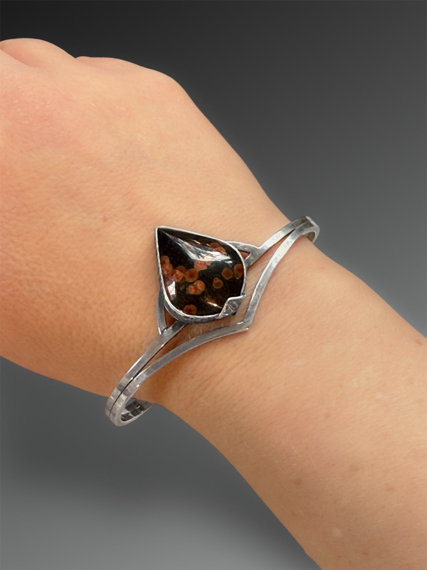 Peanut Obsidian Art Deco Cuff