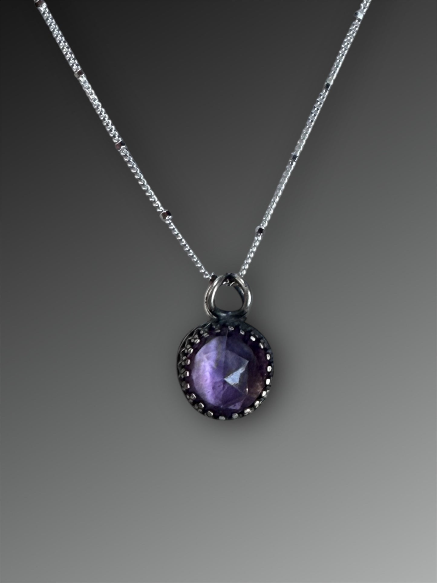 Amethyst Pendant with Leaf on the Reverse