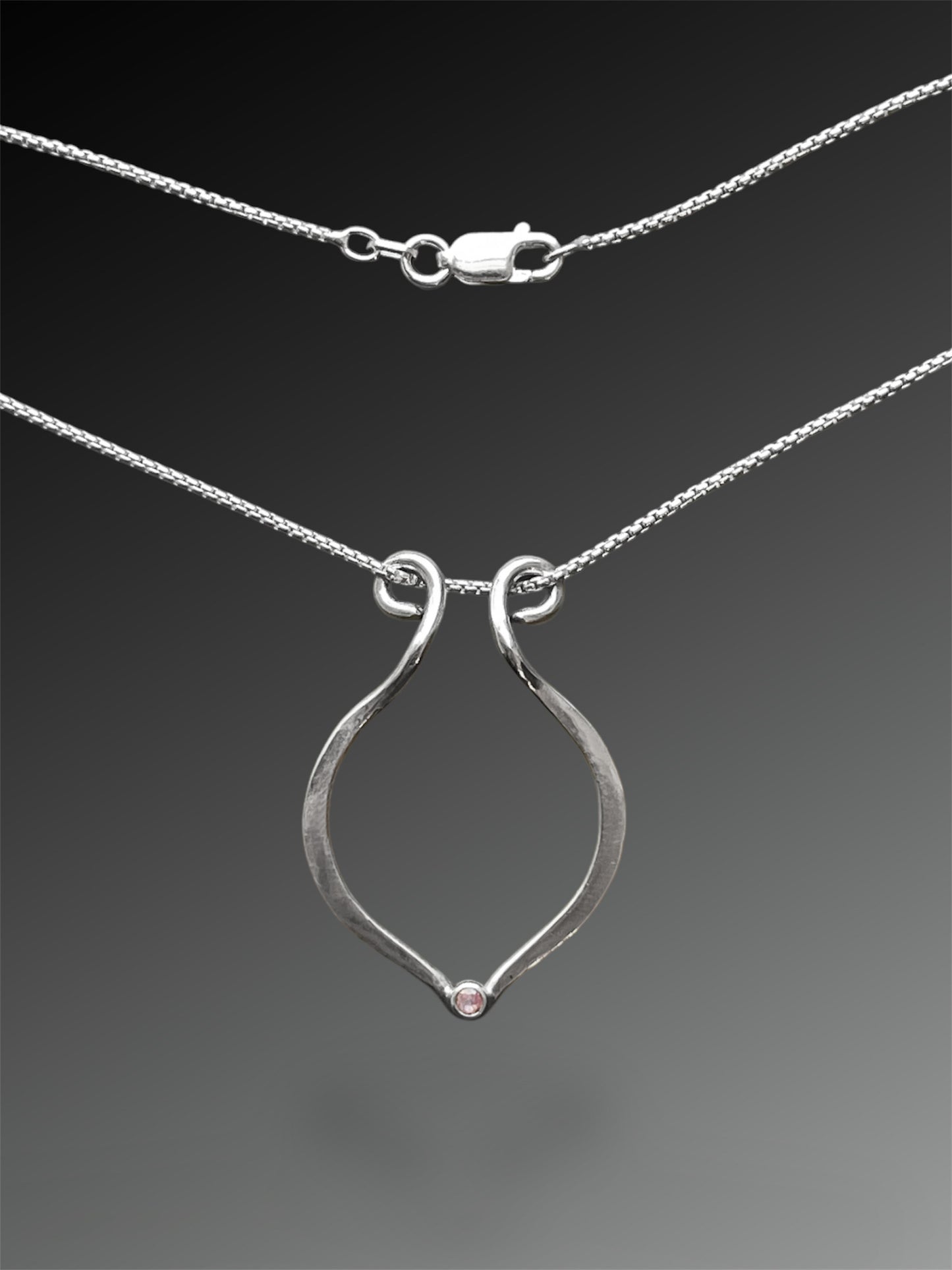 Lyre Ring Holder Necklace with Pink Sapphire