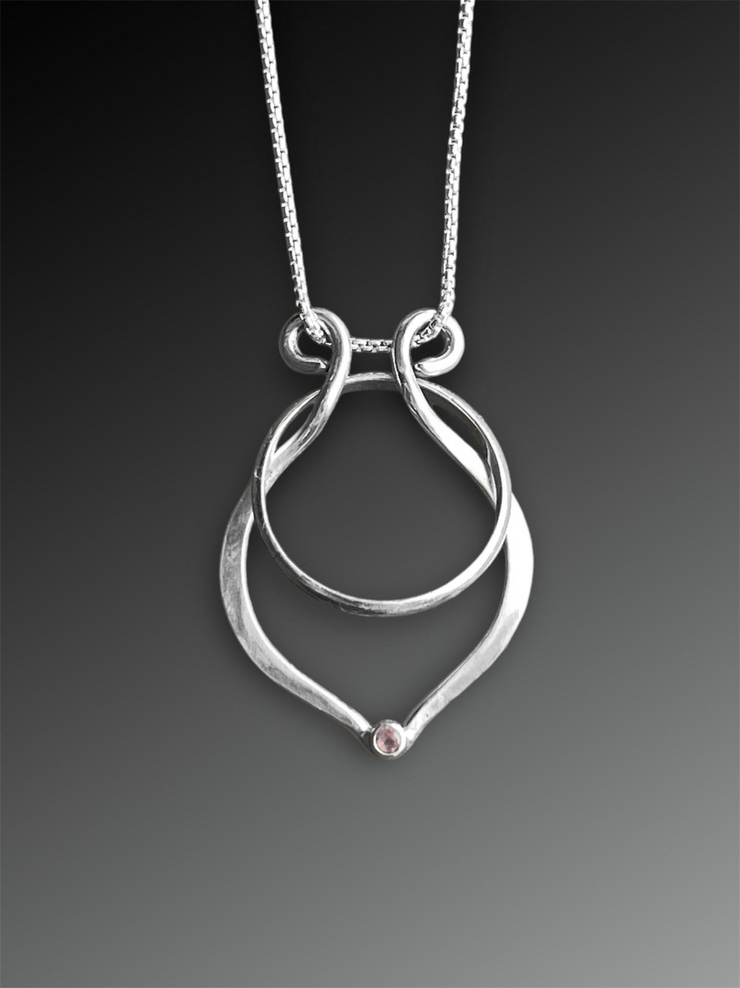 Lyre Ring Holder Necklace with Pink Sapphire