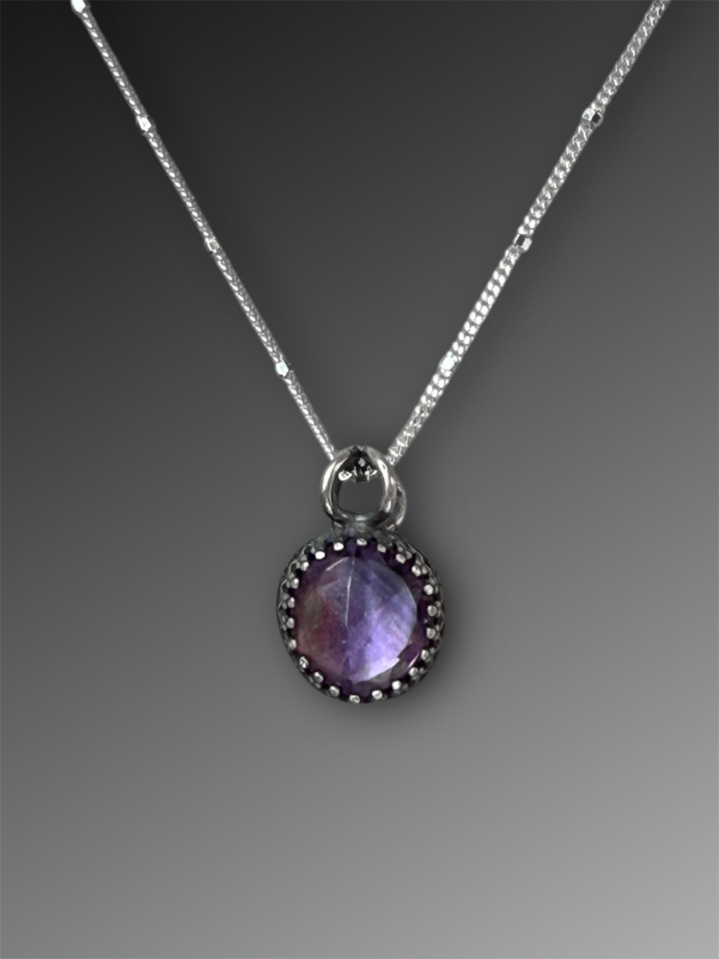 Amethyst Pendant with Leaf on the Reverse