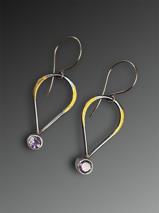 Amethyst Earrings with 24k Gold Keum-Boo