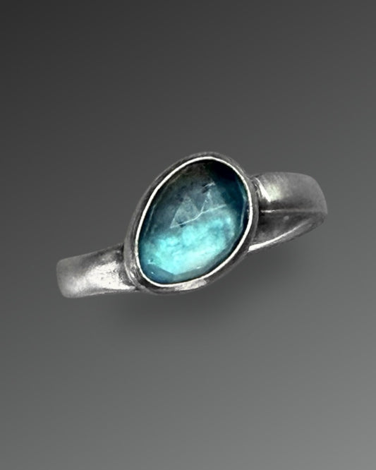 Asymmetrical Aquamarine Ring, Size 8.5