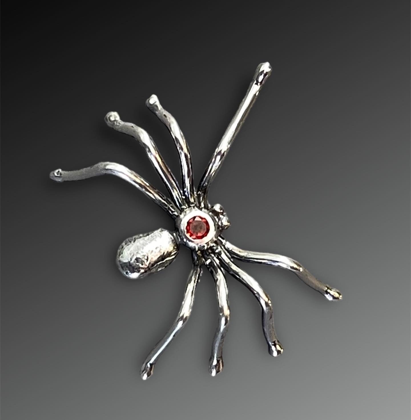 Sterling Silver Spider with Garnet