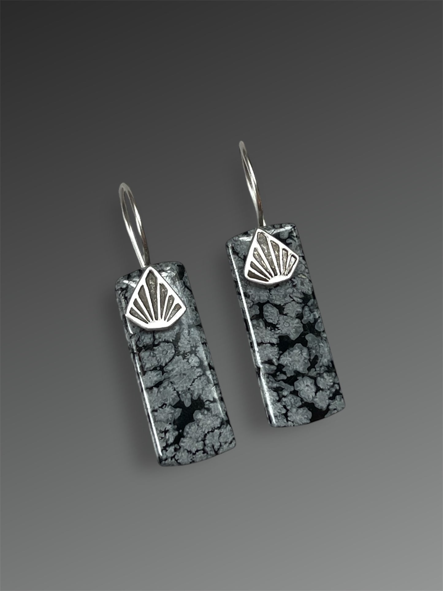 Snowflake Obsidian Stone Slice Earrings