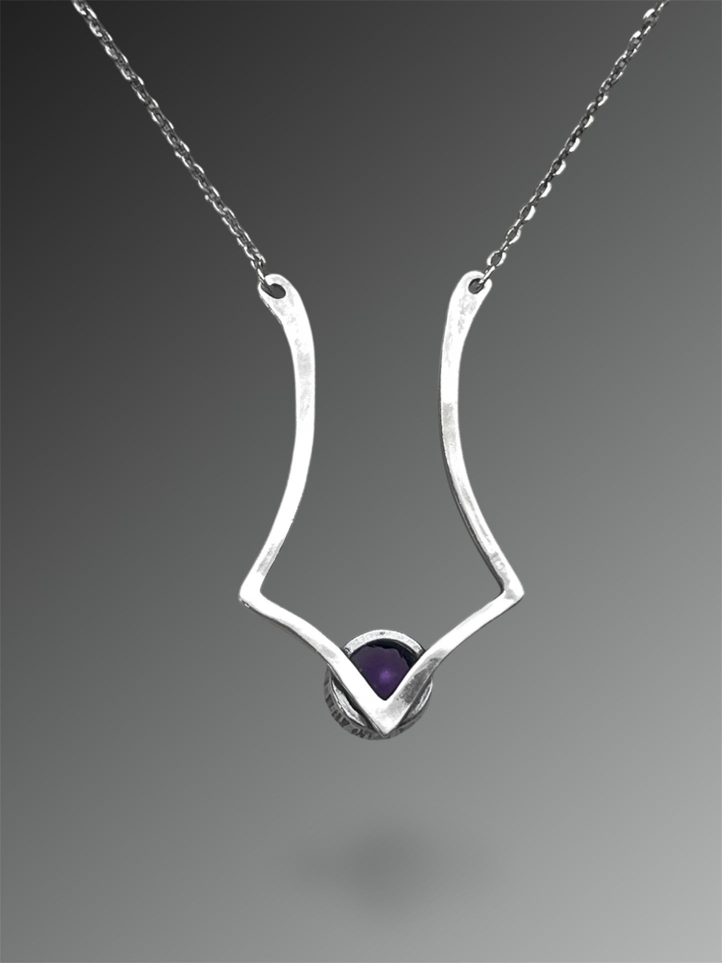 Art Deco Amethyst Ring Holder Necklace