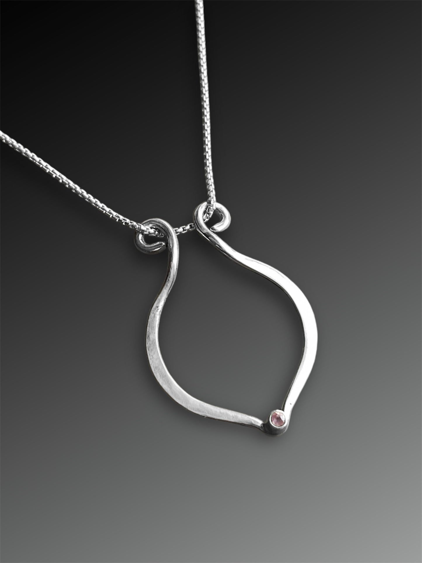 Lyre Ring Holder Necklace with Pink Sapphire