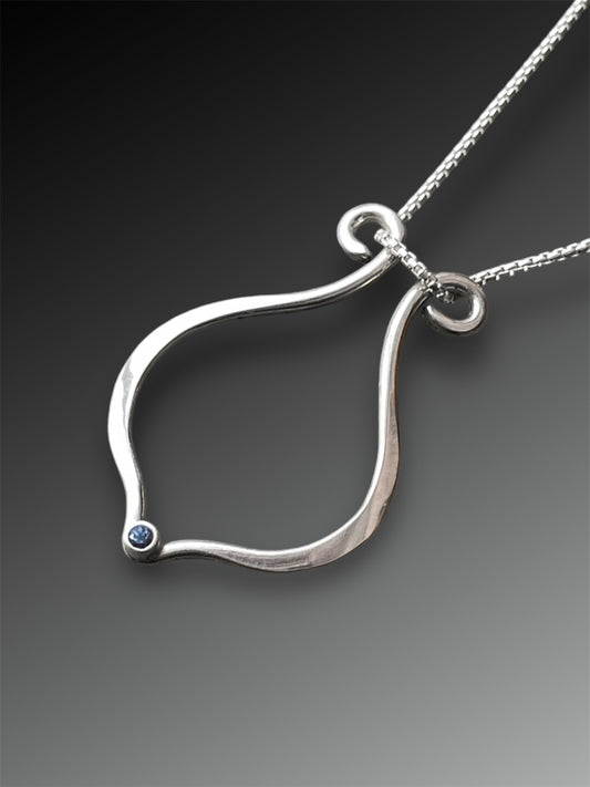 Lyre Ring Holder Necklace with Blue Sapphire