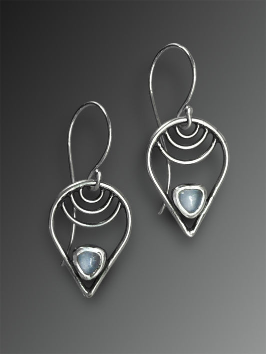 Namibian Chalcedony Tiered Teardrop Earrings