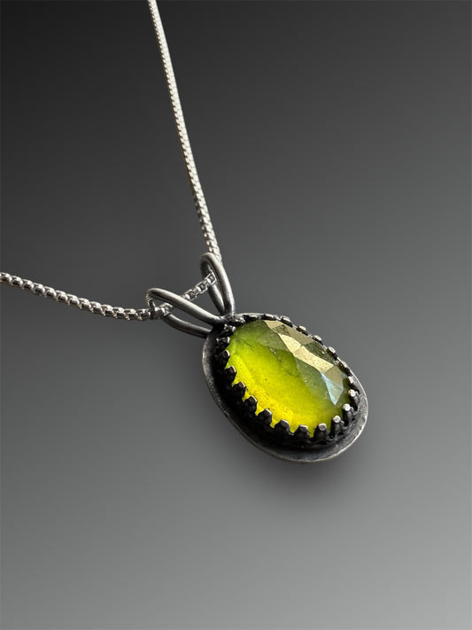 Vesuvianite Pendant with Leaf on the Reverse