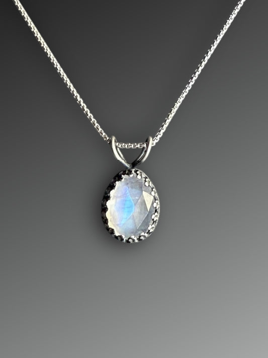 Moonstone Pendant with Leaf on the Reverse