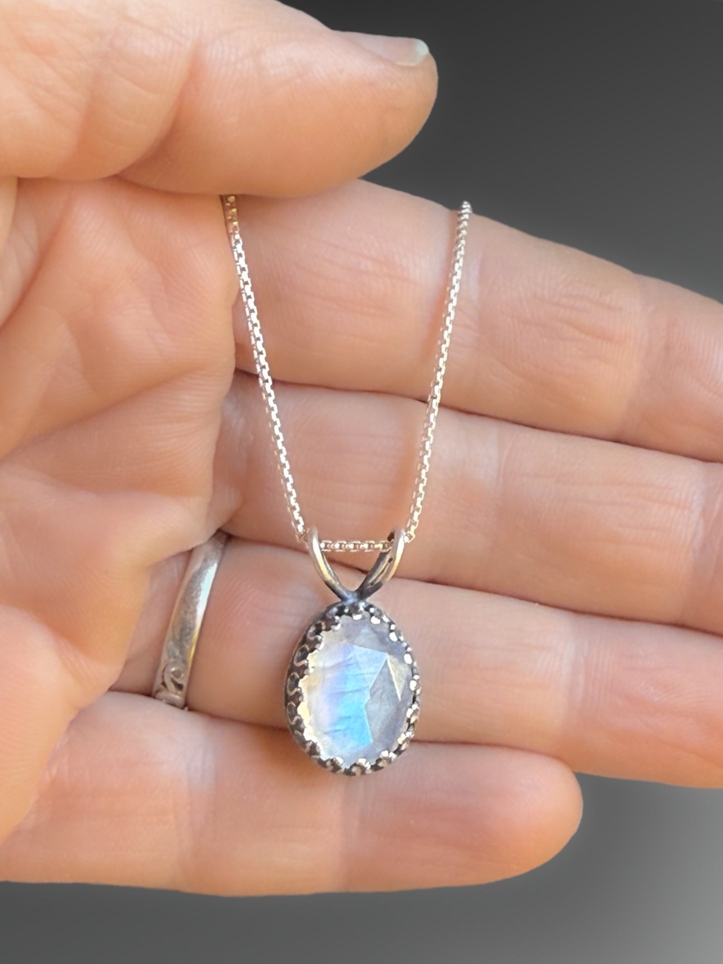 Moonstone Pendant with Leaf on the Reverse