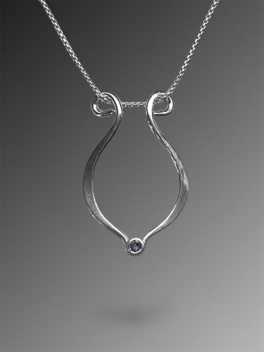 Lyre Ring Holder Necklace with Tanzanite