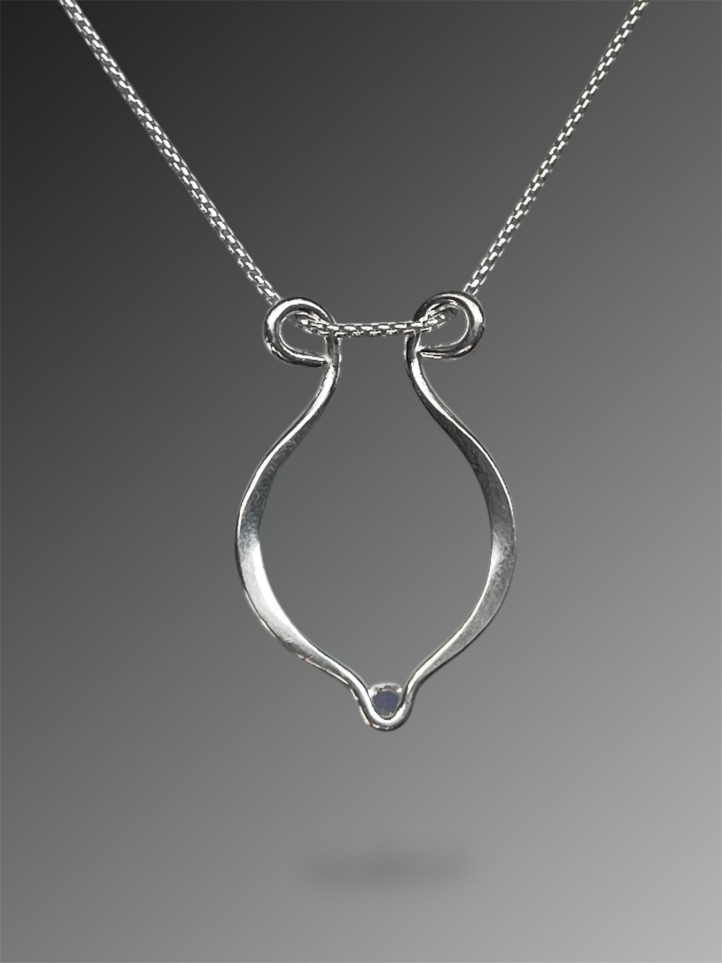 Lyre Ring Holder Necklace with Tanzanite