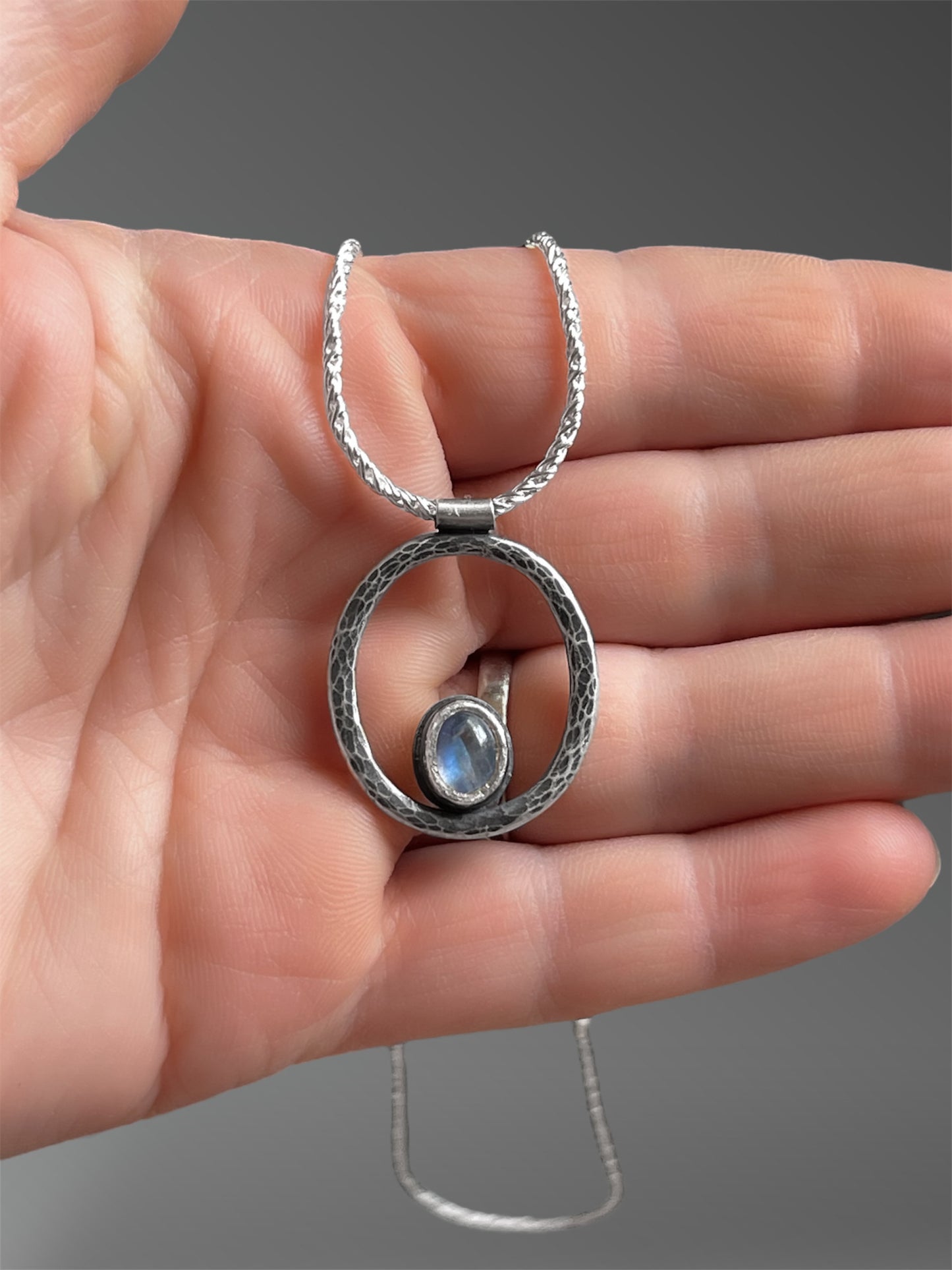 Moonstone Oval Ring Necklace