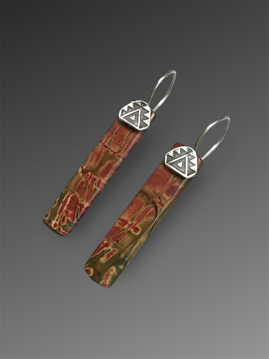 Red Creek Jasper Stone Slice Earrings