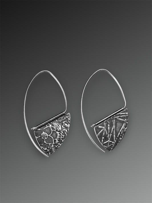 Reversible Leaf Earrings with Bouquet and Shard Patterns