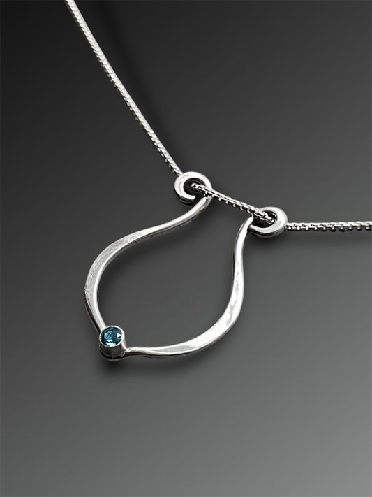 Lyre Ring Holder Necklace with London Blue Topaz