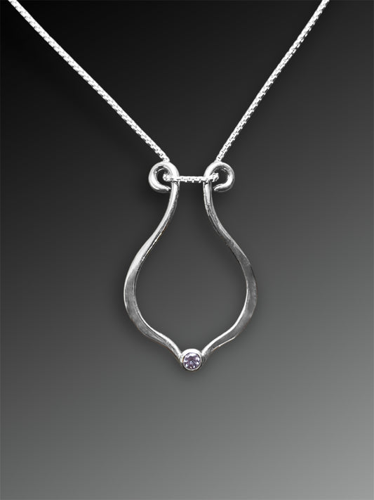 Lyre Ring Holder Necklace with Violet Spinel