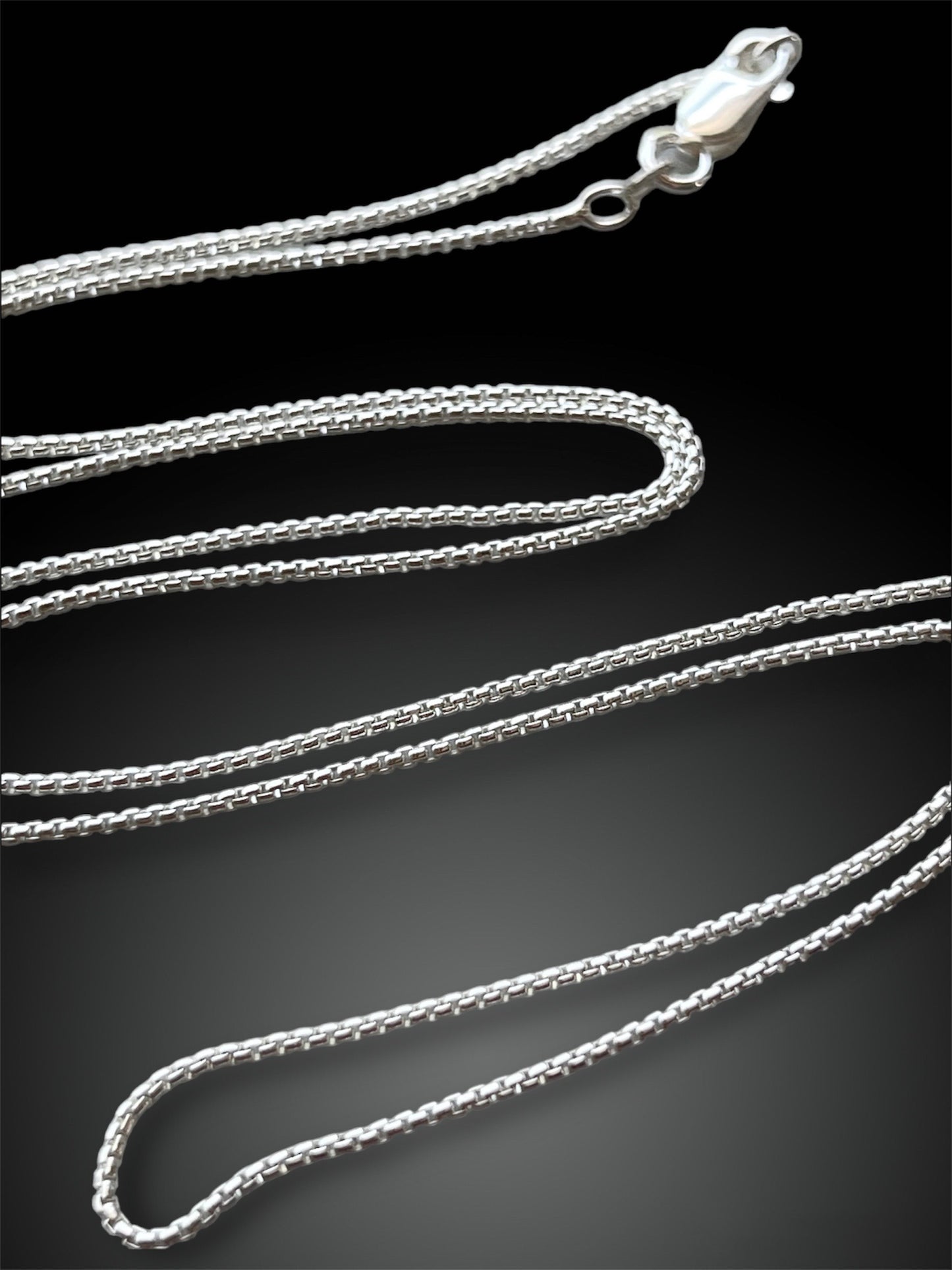 24” Sterling Silver Box Chain, 1.1mm diameter