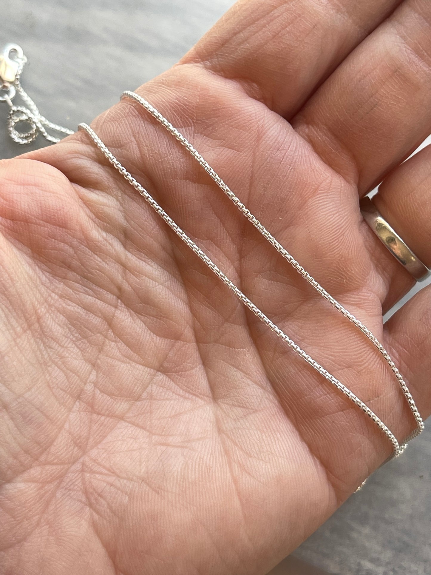 24” Sterling Silver Box Chain, 1.1mm diameter