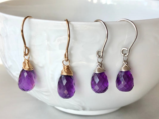 Dark Purple Amethyst Drop Earrings