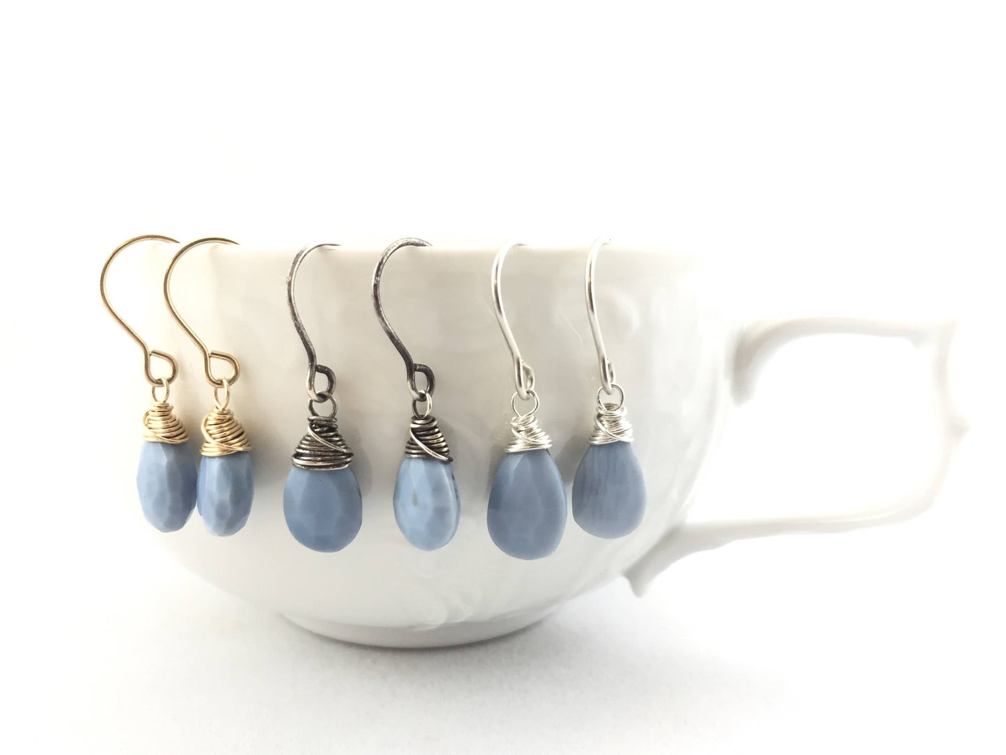 Blue Peruvian Opal Drop Earrings