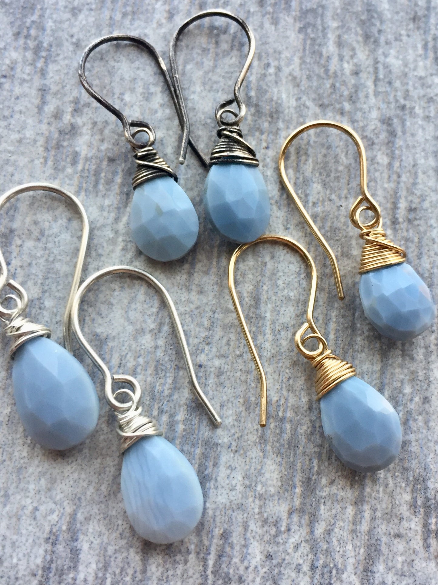 Blue Peruvian Opal Drop Earrings