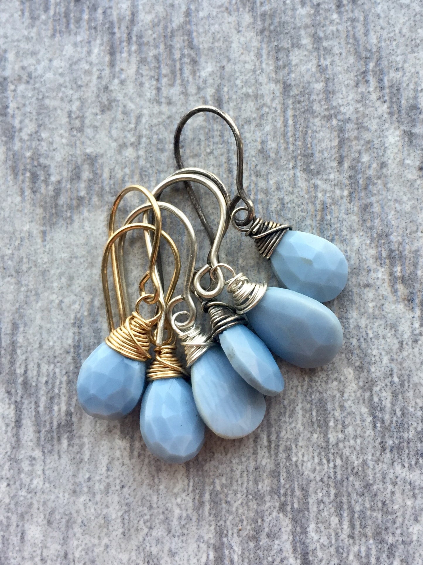 Blue Peruvian Opal Drop Earrings