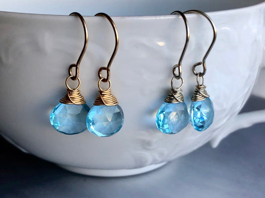 Swiss Blue Topaz Drop Earrings